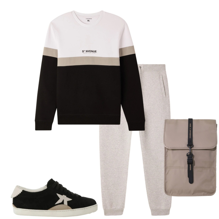 Outfit uomo - Total look #2314319. Stile Urban per Sport. Abbinamento con pantaloni, felpe, sneakers, borse sportive.