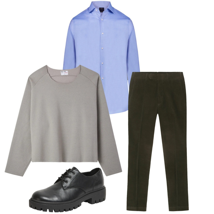 Outfit uomo - Total look #2314360. Stile Trendy per Ufficio. Abbinamento con scarpe stringate, felpe, camicie, pantaloni.