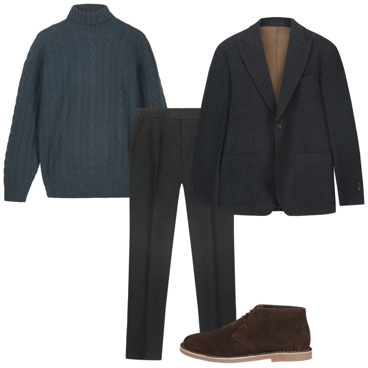 Outfit uomo - Gennaio in lana. Stile Casual per Tutti i giorni. Abbinamento con maglieria, stivali e stivaletti, pantaloni, giacche.
