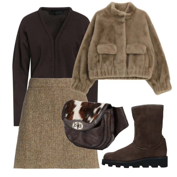 Outfit donna - Brownie. Stile Bon Ton per Tutti i giorni. Abbinamento con marsupi, stivaletti, minigonne, cardigans, blazer.