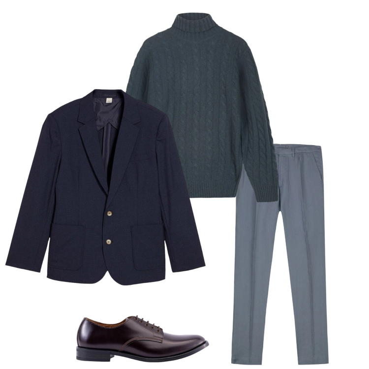 Outfit uomo - Total look #2314564. Stile Business/Elegante per Ufficio. Abbinamento con giacche, maglieria, scarpe stringate, pantaloni.