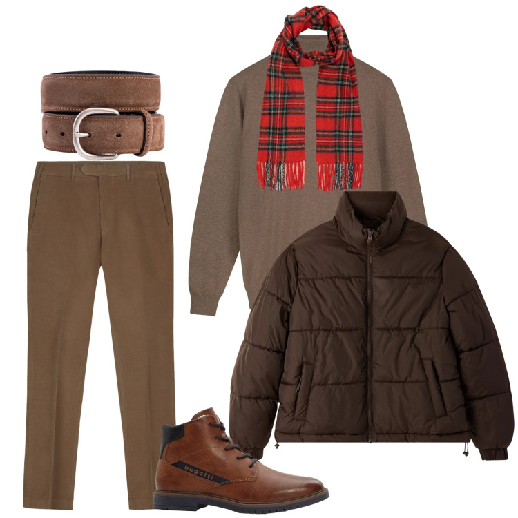 Outfit uomo - Total look #2314571. Stile Trendy per Tutti i giorni. Abbinamento con anfibi, bomber, maglieria, cinture, sciarpe, pantaloni.