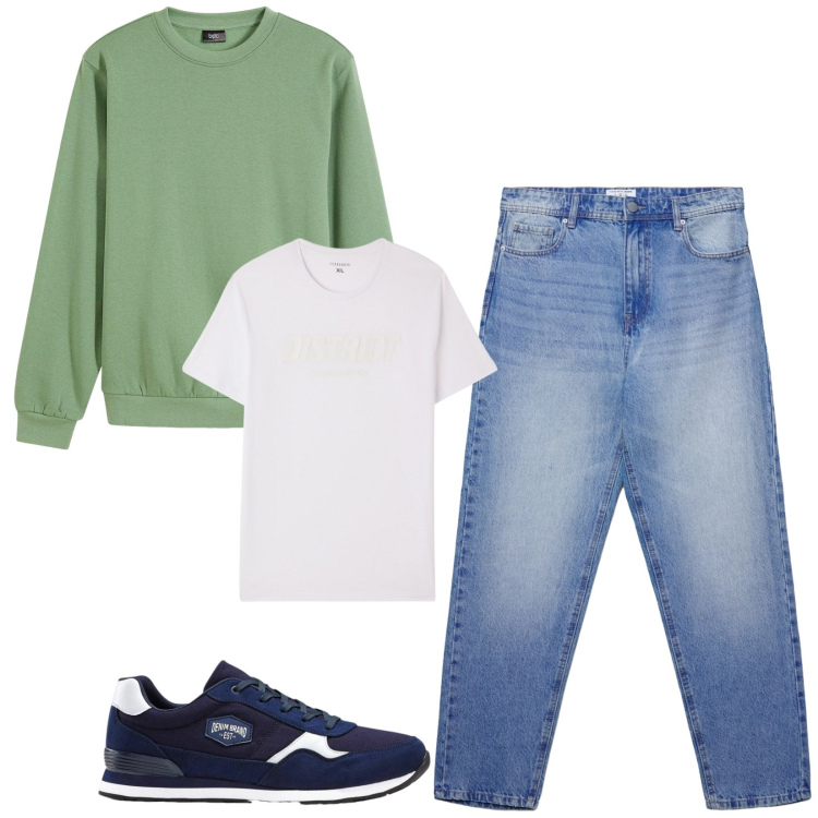 Outfit uomo - Total look #2314613. Stile Casual per Tutti i giorni. Abbinamento con sneakers, felpe, jeans, t-shirt.