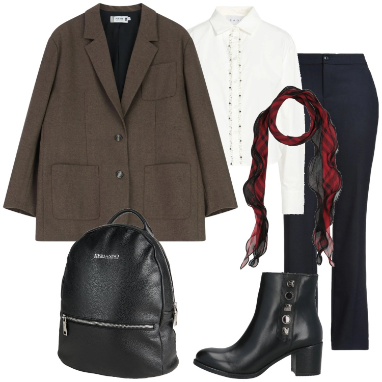 Outfit donna - Il Blazer. Stile Trendy per Tutti i giorni. Abbinamento con stivaletti, camicie, pantaloni, zaini, sciarpe, blazer.