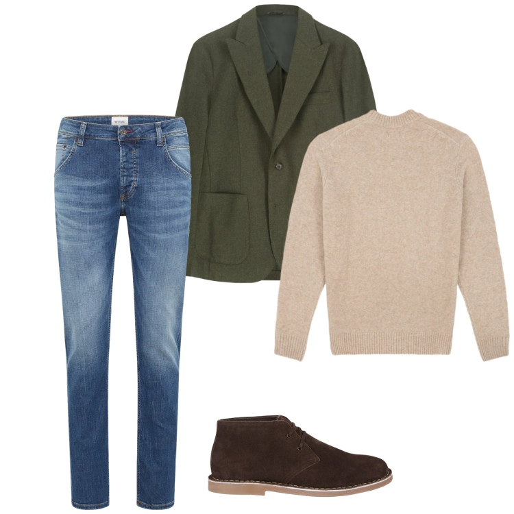 Outfit uomo - Total look #2314647. Stile Urban per Tutti i giorni. Abbinamento con jeans dritti, stivali e stivaletti, giacche, maglieria.