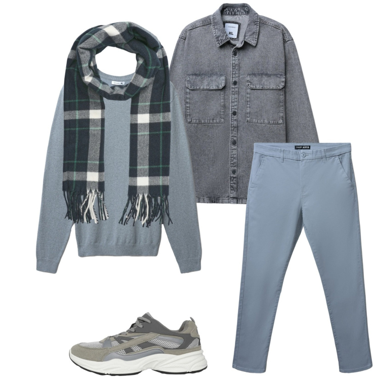 Outfit uomo - Total look #2314732. Stile Urban per Tutti i giorni. Abbinamento con sneakers, pantaloni chino, cappotti, maglieria, sciarpe.