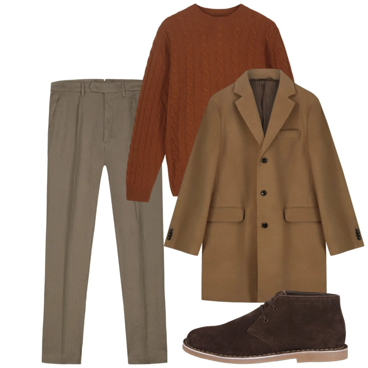 Outfit uomo - Gennaio. Stile Casual per Tutti i giorni. Abbinamento con pantaloni, stivali e stivaletti, cappotti, maglieria.