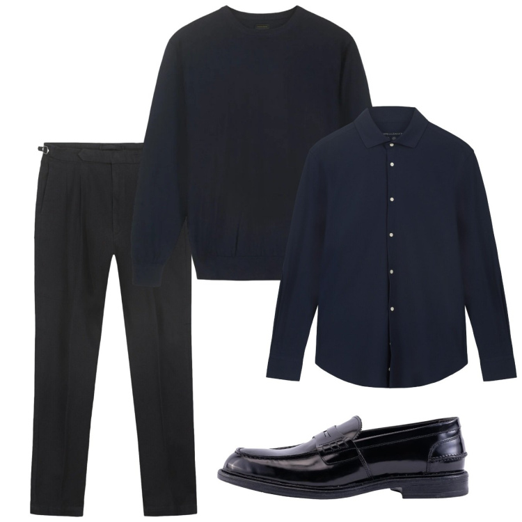 Outfit uomo - Gennaio. Stile Casual per Tutti i giorni. Abbinamento con camicie, scarpe stringate, pantaloni, maglieria.