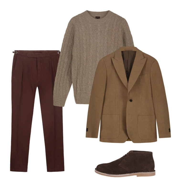 Outfit uomo - Gennaio. Stile Casual per Tutti i giorni. Abbinamento con maglieria, pantaloni, giacche, stivali e stivaletti.