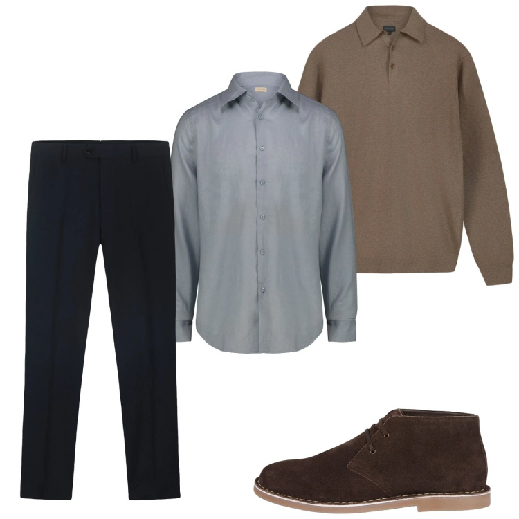 Outfit uomo - Gennaio. Stile Casual per Tutti i giorni. Abbinamento con camicie, stivali e stivaletti, pantaloni, maglieria.