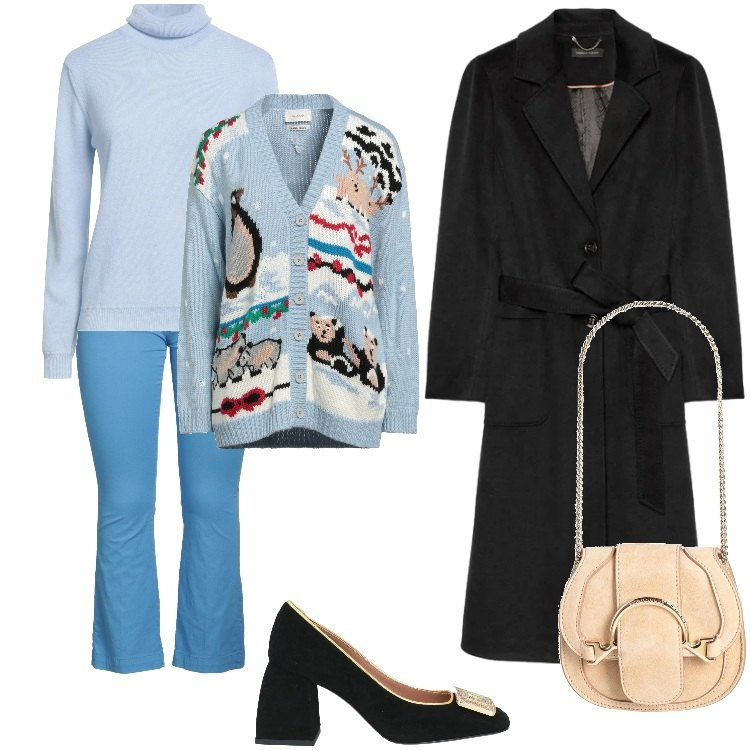 Outfit donna - Total look #2314789. Stile Boho per Tutti i giorni. Abbinamento con marsupi, cardigans, maglieria, décolleté, pantaloni, cappotti.