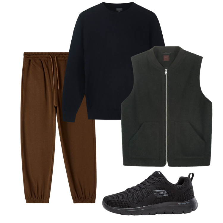 Outfit uomo - Gennaio. Stile Casual per Tutti i giorni. Abbinamento con sneakers, pantaloni, maglieria, piumini.