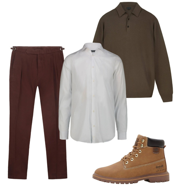 Outfit uomo - Gennaio. Stile Casual per Tutti i giorni. Abbinamento con stivali e stivaletti, maglieria, camicie, pantaloni.
