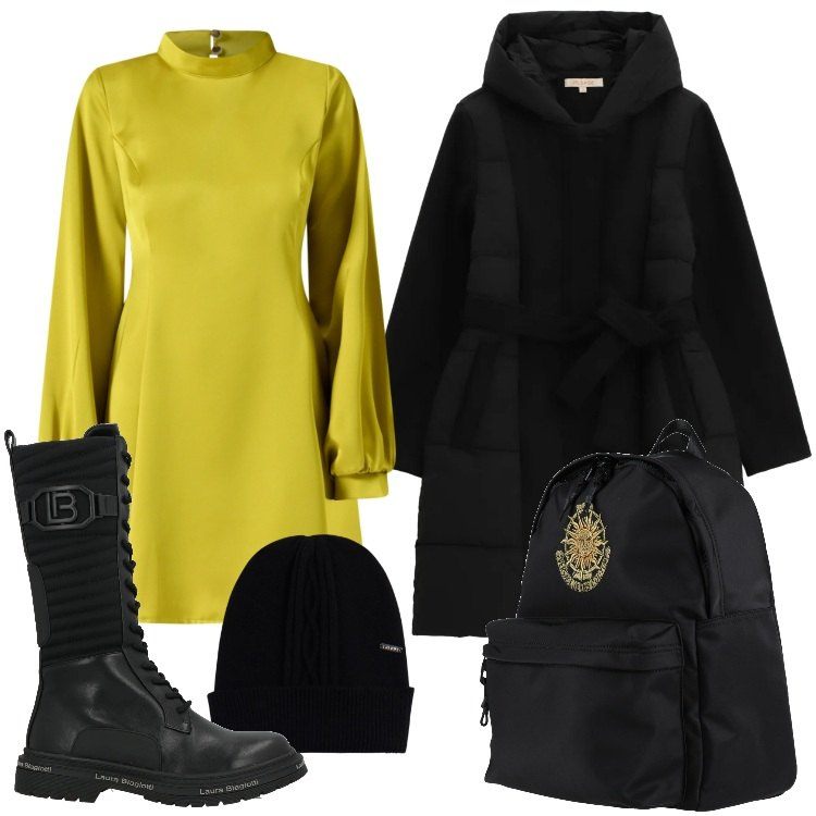 Outfit donna - Total look #2314838. Stile Boho per Tutti i giorni. Abbinamento con zaini, stivali, cappotti, berretti, vestiti corti.