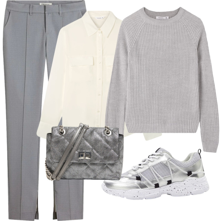 Outfit donna - Total look #2314839. per Tutti i giorni. Abbinamento con sneakers, pantaloni, maglieria, camicie, borse a tracolla.