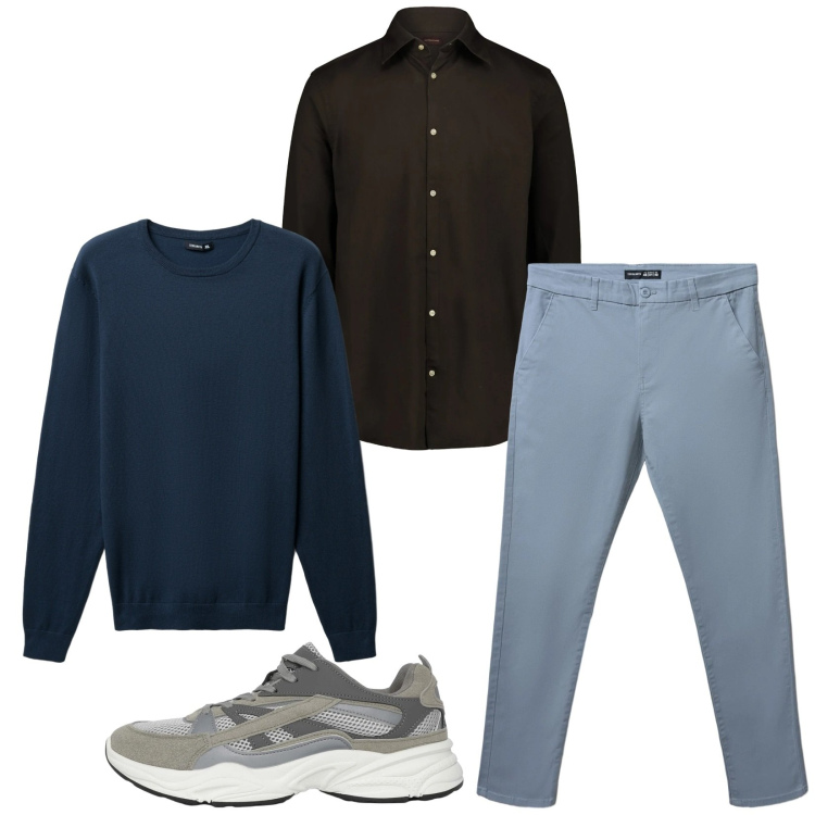 Outfit uomo - Total look #2314875. Stile Urban per Tutti i giorni. Abbinamento con sneakers, pantaloni chino, maglieria, camicie.