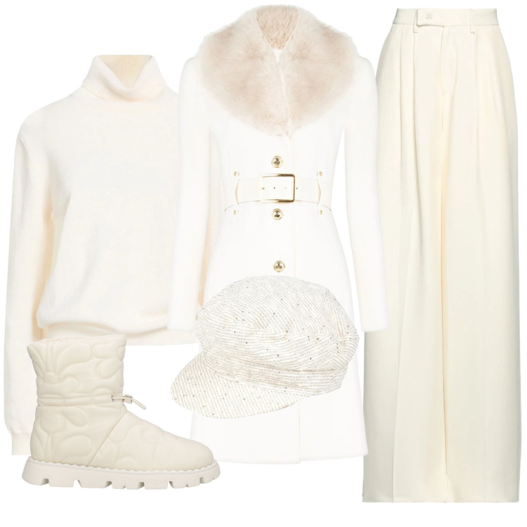 Outfit donna - Total look #2314894. per Tutti i giorni. Abbinamento con cappelli, maglieria, pantaloni, stivaletti, cappotti.