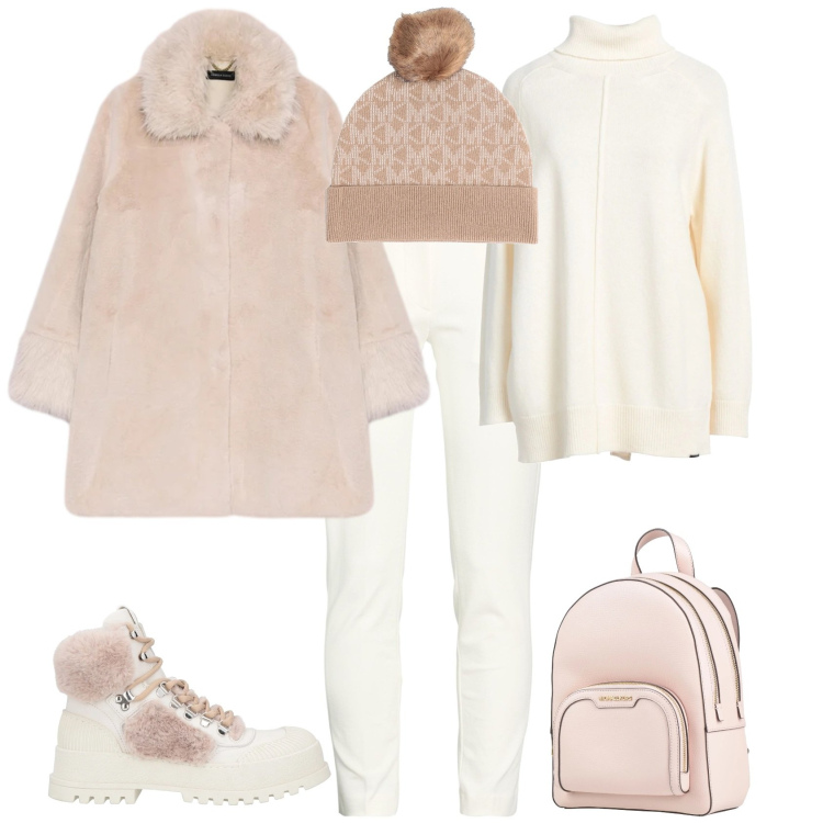 Outfit donna - Sporty chic in montagna. Stile Sporty chic per Tutti i giorni. Abbinamento con pantaloni, cappelli, zaini, stivaletti, maglieria, cappotti.