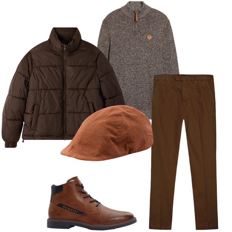 Outfit uomo - Total look #2314925. Stile Urban per Tutti i giorni. Abbinamento con anfibi, maglieria, bomber, pantaloni, cappelli con visiera.