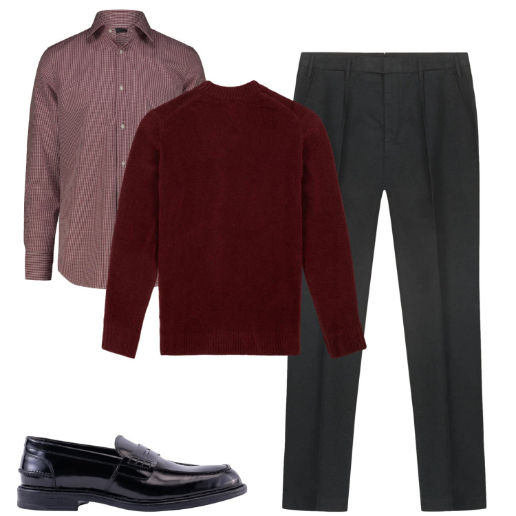 Outfit uomo - City. Stile Business/Elegante per Tutti i giorni. Abbinamento con camicie, scarpe stringate, pantaloni, maglieria.