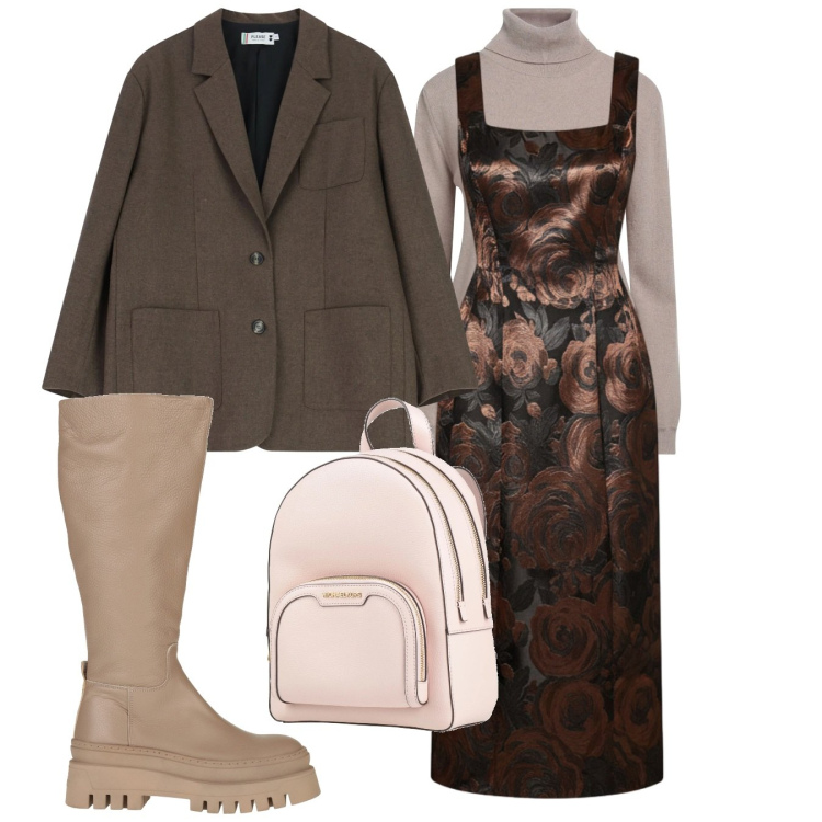 Outfit donna - Total chic. Stile Chic per Serata fuori. Abbinamento con stivali, zaini, maglieria, blazer, vestiti.