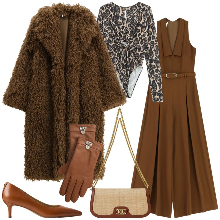 Outfit donna - Elegantemente Imperial. Stile Casual chic per Tutti i giorni. Abbinamento con tute, cappotti, body, décolleté, borse a tracolla, guanti.