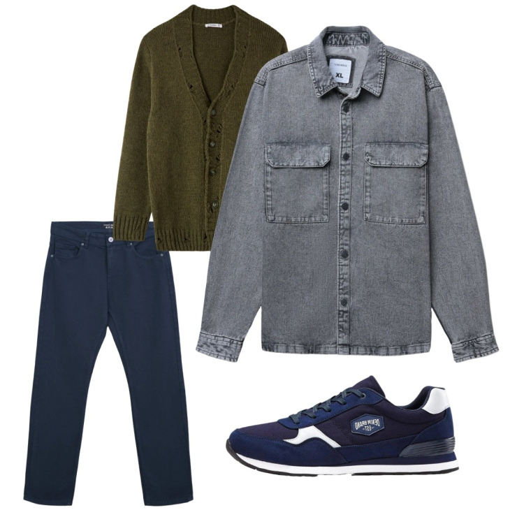 Outfit uomo - Gennaio. Stile Casual per Tutti i giorni. Abbinamento con sneakers, jeans dritti, cappotti, cardigans.
