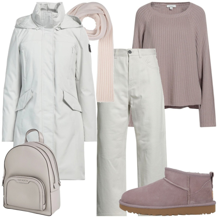 Outfit donna - Anno nuovo vita nuova. Stile Casual chic per Tutti i giorni. Abbinamento con stivaletti, pullovers, zaini, parka, sciarpe, pantaloni.
