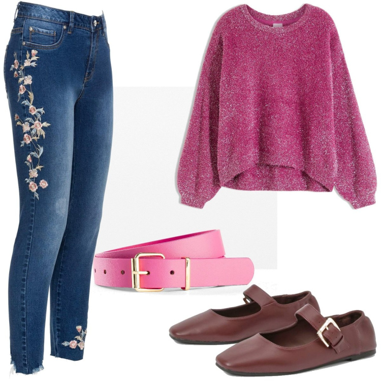Outfit femme - Roses. Style Romantique pour Tous les jours. Assortir avec pulls, jeans, ceintures, escarpins.