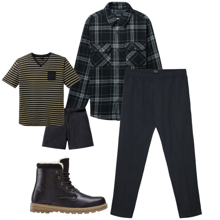 Outfit uomo - Total look #2315028. Stile Casual per Tutti i giorni. Abbinamento con stivali e stivaletti, abbigliamento da notte, cappotti, pantaloni.