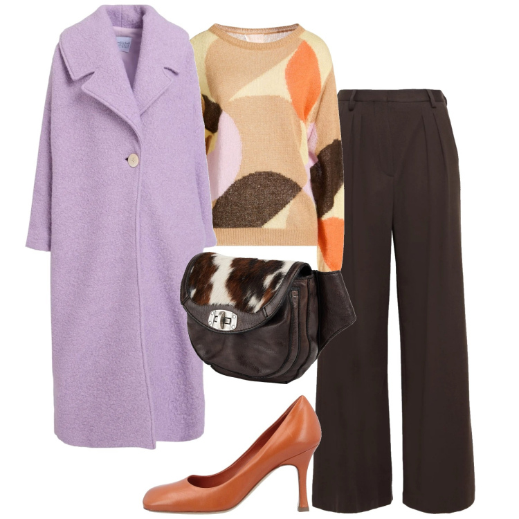 Outfit donna - Total look #2315067. Stile Urban per Tutti i giorni. Abbinamento con cappotti, décolleté, pullovers, pantaloni, marsupi.