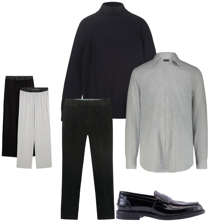 Outfit uomo - Total look #2315081. Stile Business/Elegante per Ufficio. Abbinamento con abbigliamento da notte, scarpe stringate, pantaloni, pullovers, camicie.