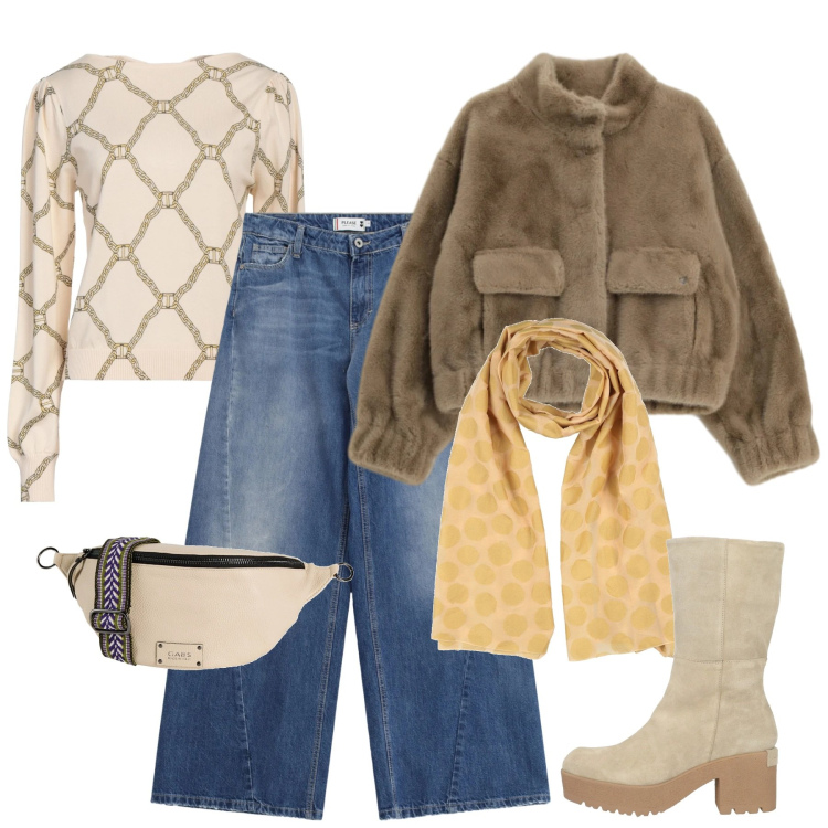 Outfit donna - Comunque chic. Stile Casual chic per Tutti i giorni. Abbinamento con pullovers, stivaletti, marsupi, sciarpe, jeans, blazer.