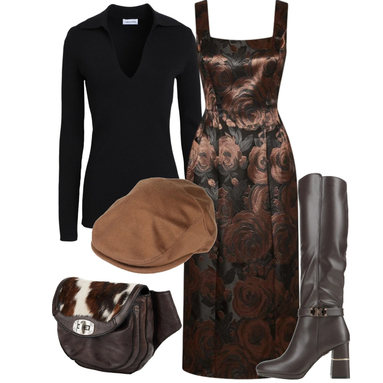 Outfit donna - Raso bronzo. Stile Chic per Serata fuori. Abbinamento con stivali, cappelli, marsupi, pullovers, vestiti.