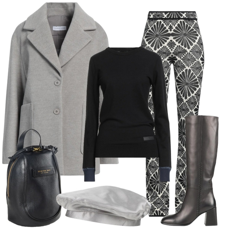 Outfit donna - Grigio. Stile Basic per Serata fuori. Abbinamento con pantaloni, pullovers, zaini, cappotti, stivali, cappelli e berretti.