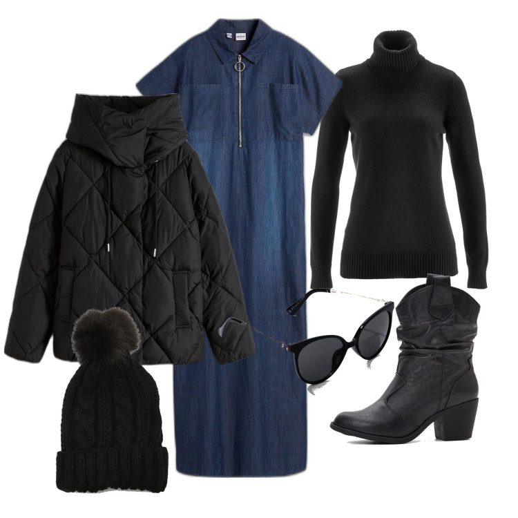 Outfit femme - Janvier. Style Urban pour Tous les jours. Assortir avec robes longues, blazers, bottines texanes, pulls, lunettes de soleil, bonnets.