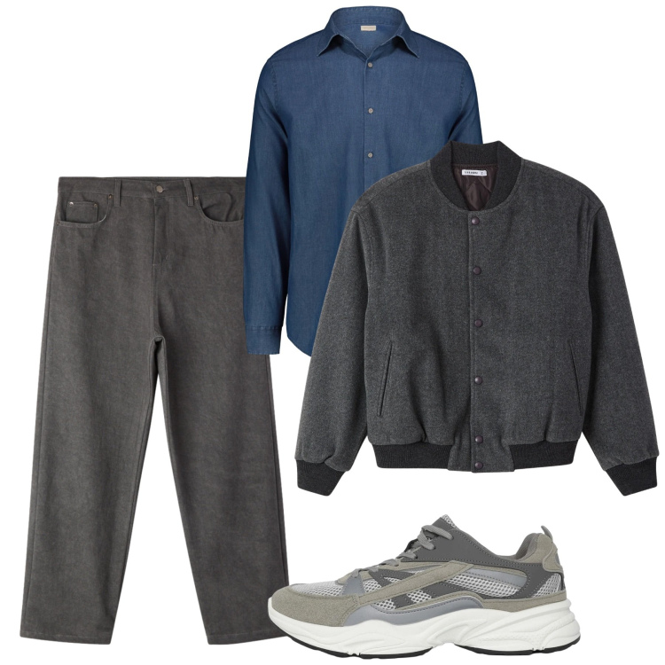 Outfit uomo - Gennaio. Stile Casual per Tutti i giorni. Abbinamento con sneakers, bomber, pantaloni, camicie.