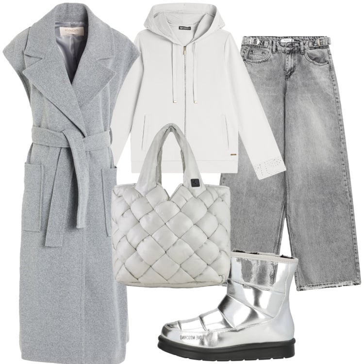 Outfit donna - Un tocco metallizzato. Stile Glamour per Tutti i giorni. Abbinamento con cappotti, stivaletti, jeans, felpe con cappuccio, borse tote.