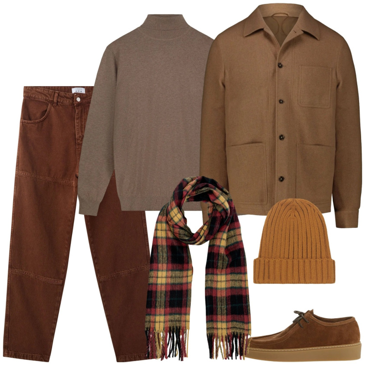 Outfit uomo - Comfort look. Stile Trendy per Ufficio. Abbinamento con pantaloni, scarpe stringate, maglieria, sciarpe, berretti, cappotti.