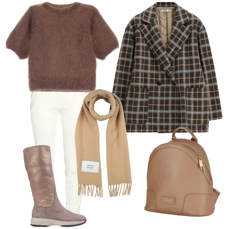 Outfit donna - La maglia effetto peluche. Stile Casual per Tutti i giorni. Abbinamento con stivali da neve, zaini, pantaloni, sciarpe, blazer, t-shirt.