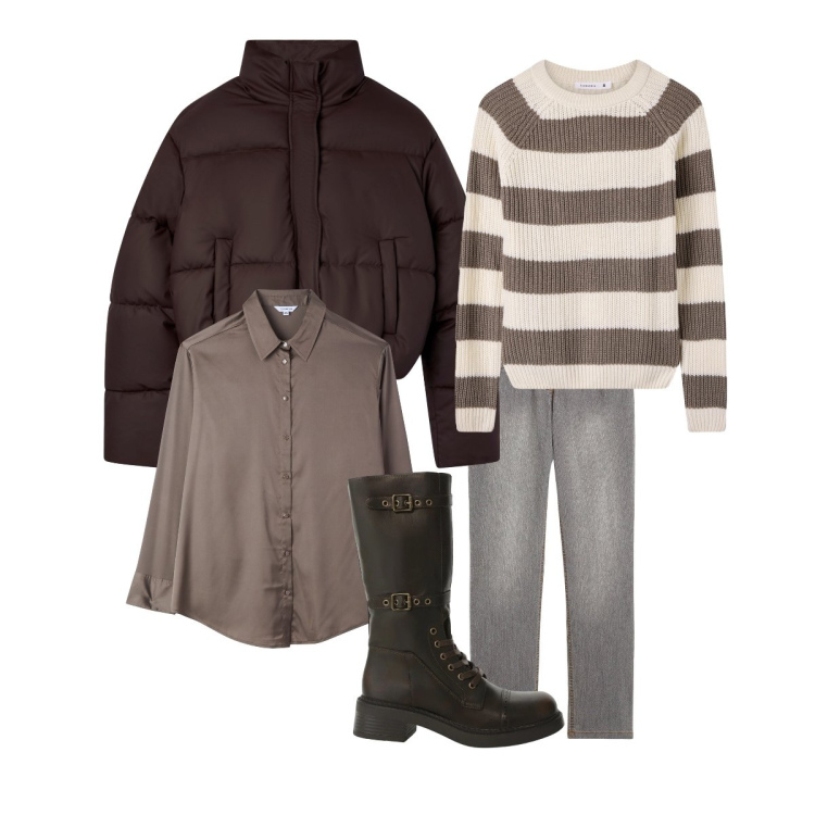 Outfit donna - knitwear oversize Donna Curvy. Stile Casual per Tutti i giorni. Abbinamento con jeans dritti, bomber, camicie, maglieria, stivali.