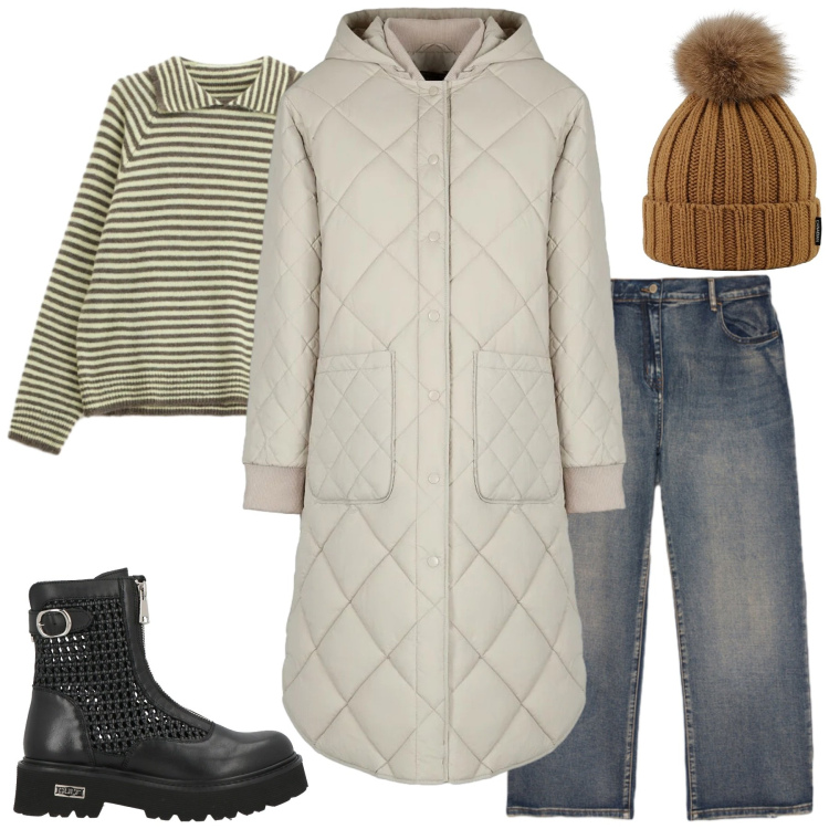 Outfit donna - Wrapped in Style. Stile Minimal per Tutti i giorni. Abbinamento con stivaletti, maglieria, piumini, berretti, jeans.