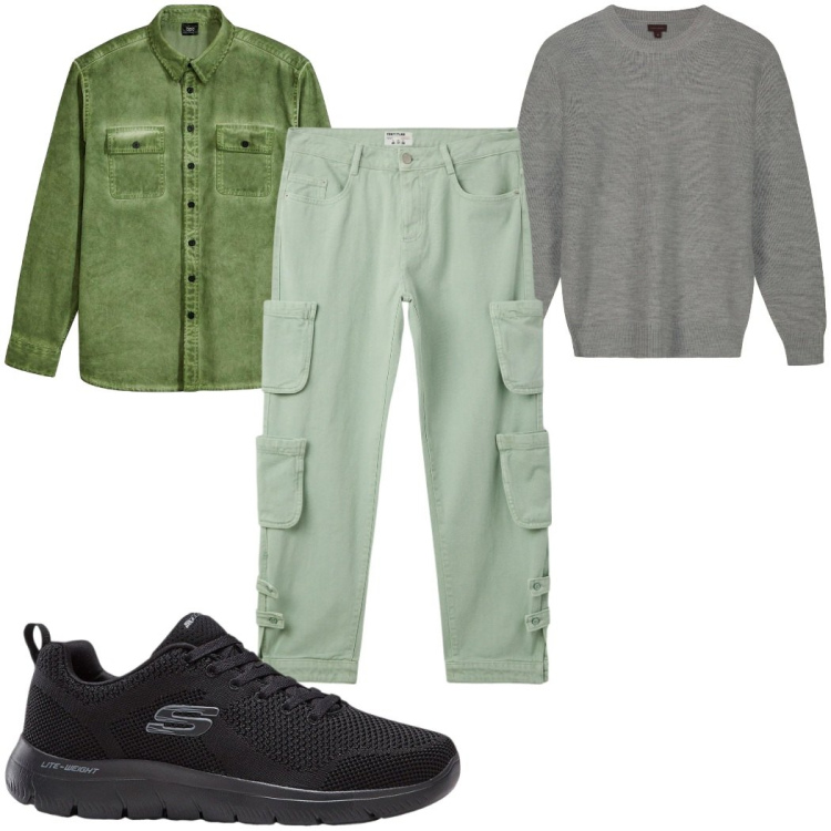 Outfit uomo - Total look #2315456. Stile Casual per Tutti i giorni. Abbinamento con sneakers, camicie, jeans, maglieria.
