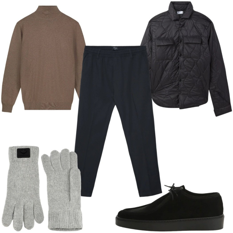 Outfit uomo - Total look #2315476. Stile Casual per Tutti i giorni. Abbinamento con pantaloni, giacche, scarpe stringate, guanti, maglieria.