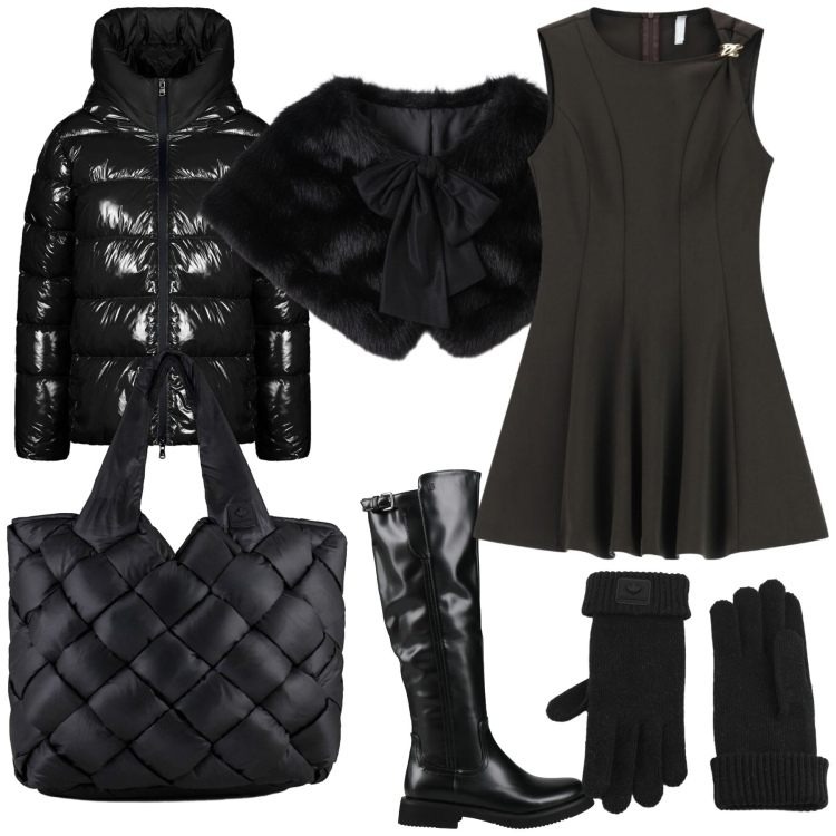 Outfit donna - Quando l ufficio ha dress code. Stile Urban per Ufficio. Abbinamento con stivali, vestiti corti, borse tote, guanti, piumini, stole.