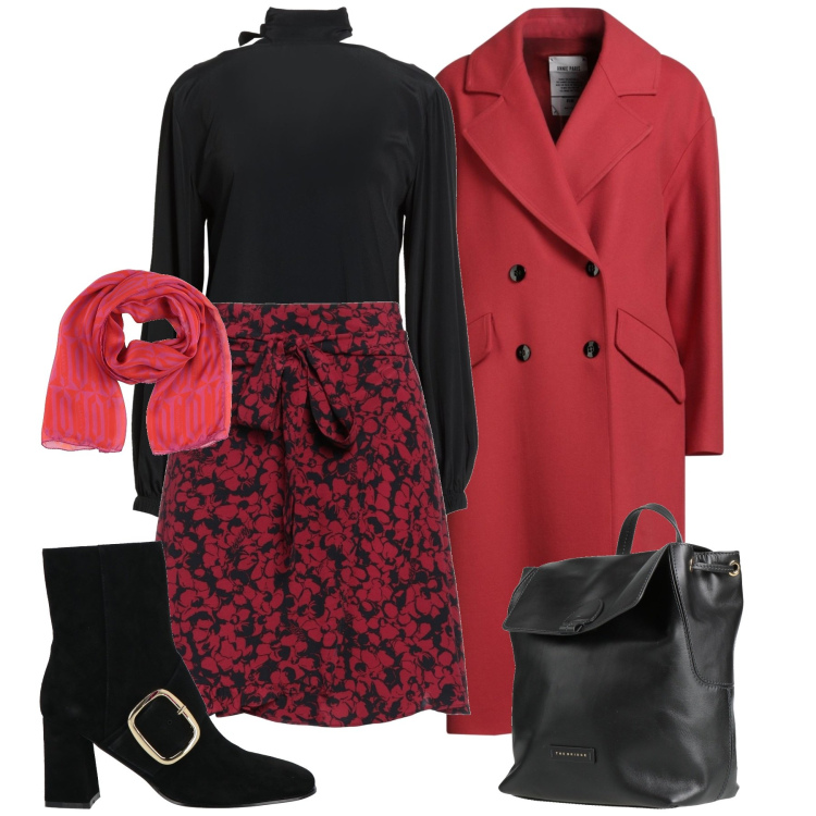 Outfit donna - Carattere deciso. Stile Chic per Tutti i giorni. Abbinamento con minigonne, cappotti, stivaletti, top, zaini, sciarpe.