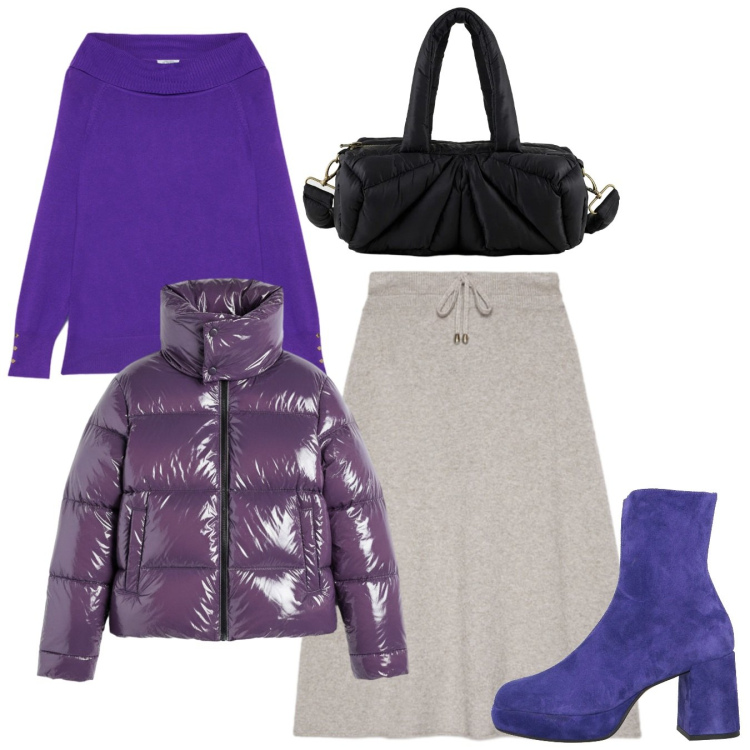 Outfit donna - Wrapped in Style. Stile Bon Ton per Tutti i giorni. Abbinamento con stivaletti, piumini, borse a mano, maglieria, gonne longuette.