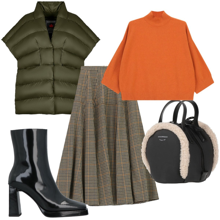 Outfit donna - Il maglione colorato. Stile Trendy per Tutti i giorni. Abbinamento con stivaletti, zaini, gonne lunghe, maglieria, piumini.