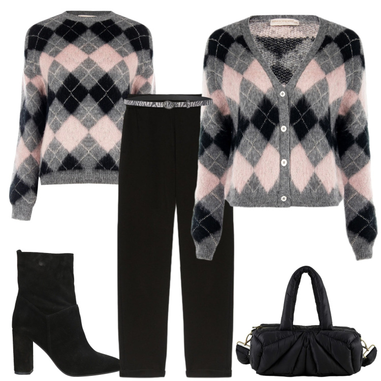 Outfit donna - Knitwear oversize. Stile Casual chic per Serata fuori. Abbinamento con stivaletti, cinture, borse a mano, cardigans, maglieria, pantaloni.