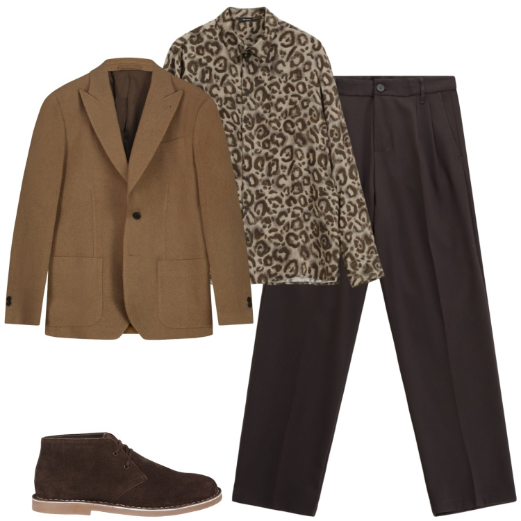 Outfit uomo - La camicia fantasia. Stile Trendy per Tutti i giorni. Abbinamento con camicie, pantaloni, stivali e stivaletti, giacche.